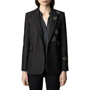 Zadig & Voltaire Venus Diamanté Flower Black Woman’s Blazer. FR 34/US 2.